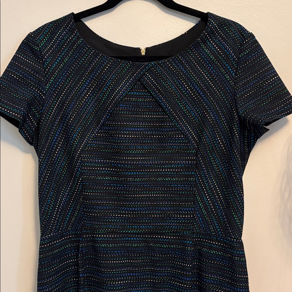 Hutch Navy Dress with Black, Blue & Green Stripe Dots - Picture 4 of 7